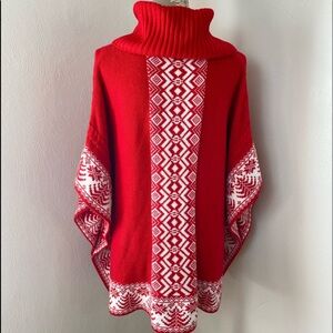 Black Rivet Sweater Cape/Poncho. Red/White Sz S.